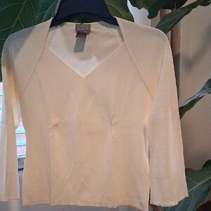Sigrid Olsen Cream V-Neck Sweater